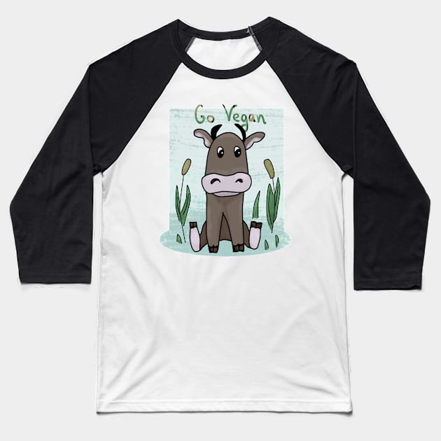 Go vegan Baseball T-Shirt by Antiope